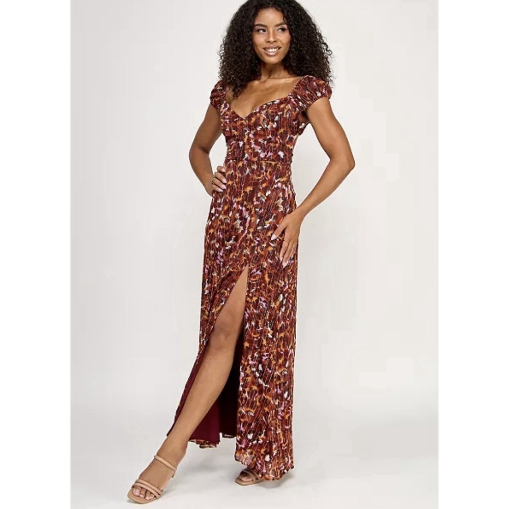 Katia Rae Juniors' Glitter-Print Tie-Back Maxi Dress. Size M.‎